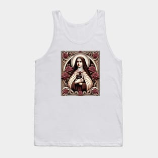 St Therese of Lisieux Little Flower Rose Catholic Saint Tank Top